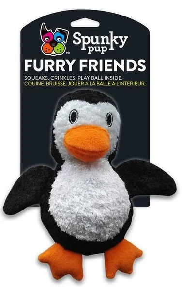1ea Spunky Pup Penguin With Ball Squeaker - Toys